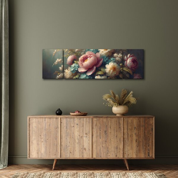 Obraz - Zátiší s květinami - malba (170x50 cm)