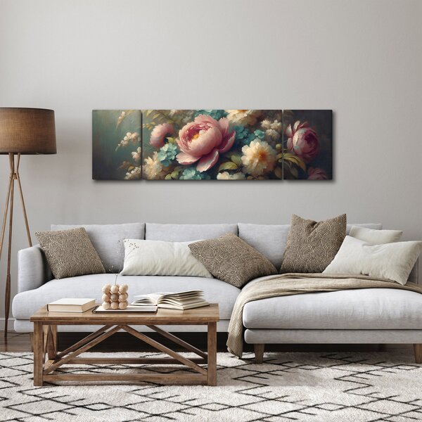 Obraz - Zátiší s květinami - malba (170x50 cm)