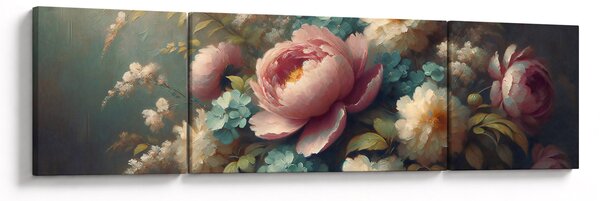 Obraz - Zátiší s květinami - malba (170x50 cm)