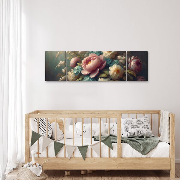 Obraz - Zátiší s květinami - malba (170x50 cm)