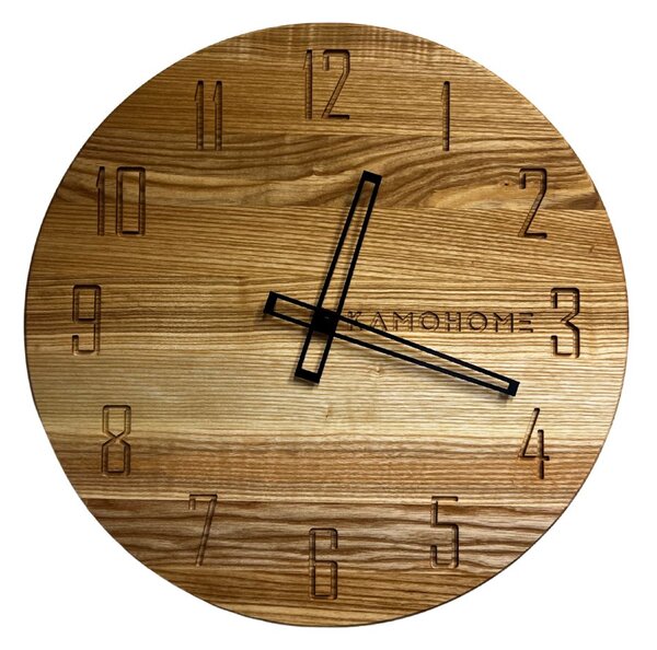 Kamohome Dřevěné hodiny na zeď LYRA Průměr hodin: 30 cm, Materiál: Ořech evropský