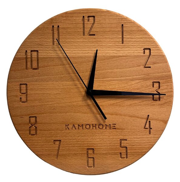 Kamohome Dřevěné hodiny na zeď LYRA Průměr hodin: 30 cm, Materiál: Ořech evropský