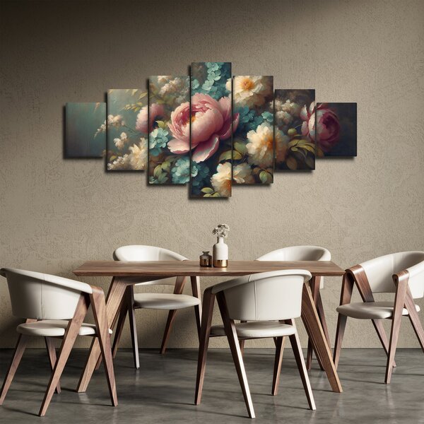 Obraz - Zátiší s květinami - malba (210x100 cm)