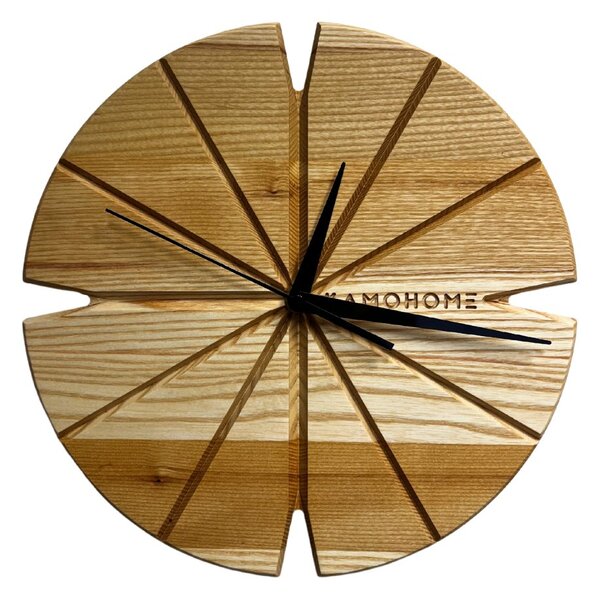 Kamohome Dřevěné nástěnné hodiny CORVUS Průměr hodin: 40 cm, Materiál: Jasan