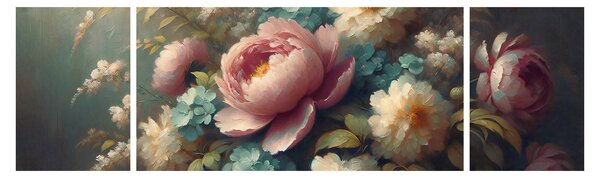 Obraz - Zátiší s květinami - malba (170x50 cm)