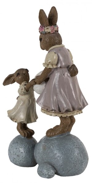 Dekorace králíčci na kamenech držící vajíčko – 10x6x17 cm