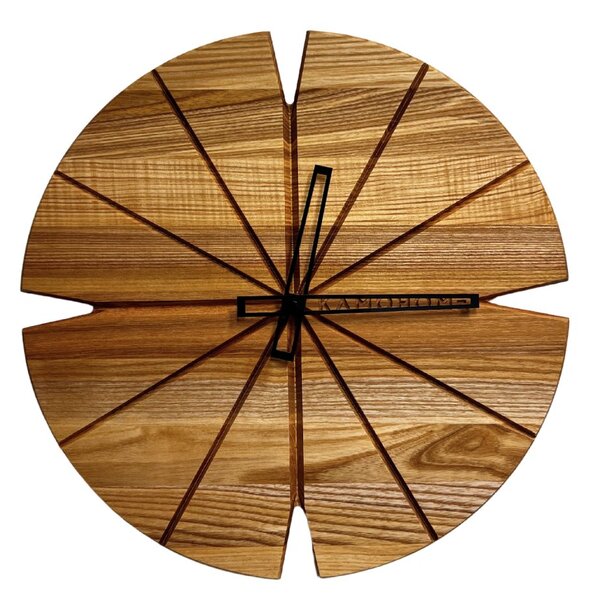 Kamohome Dřevěné nástěnné hodiny CORVUS Průměr hodin: 40 cm, Materiál: Jasan
