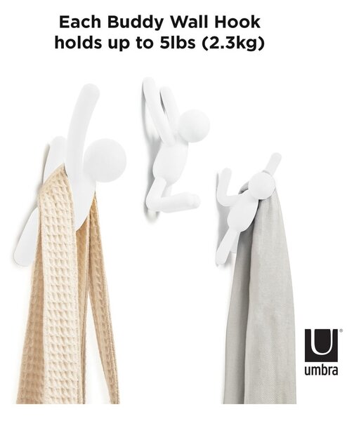 Nástěnné plastové háčky v sadě 3 ks Buddy – Umbra