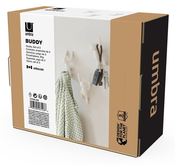 Nástěnné plastové háčky v sadě 3 ks Buddy – Umbra