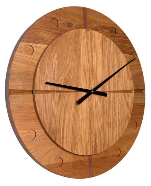 Kamohome Velké dřevěné nástěnné hodiny VIRGO Průměr hodin: 55 cm, Materiál: Dub