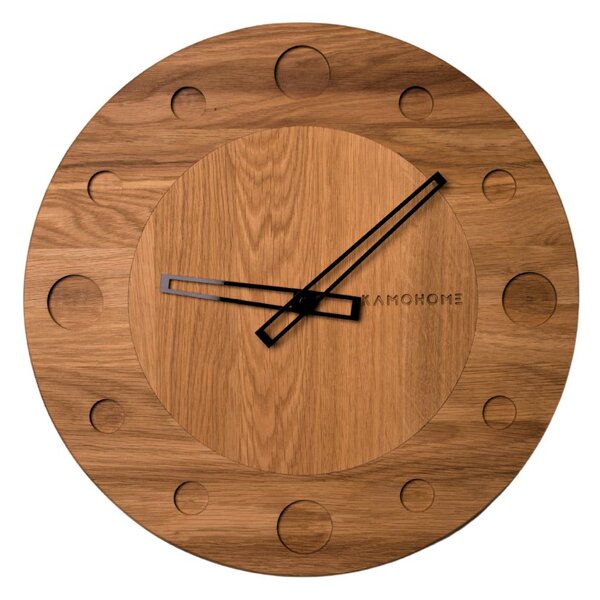 Kamohome Dřevěné nástěnné hodiny TAURUS Průměr hodin: 30 cm, Materiál: Ořech evropský