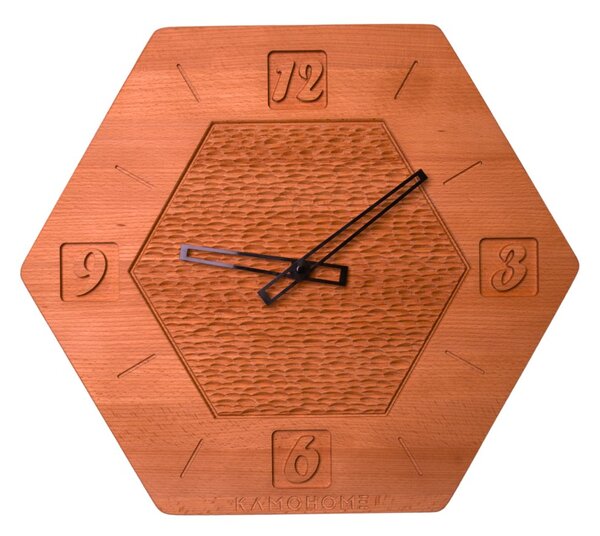 Kamohome Dřevěné nástěnné hodiny PHOENIX Velikost: 32x36 cm, Materiál: Jasan