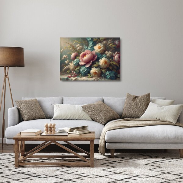 Skleněný obraz - Zátiší s květinami - malba (70x50 cm)
