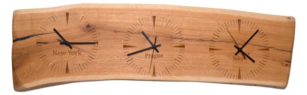 Kamohome Designové hodiny na zeď EARTH Velikost: 25x100 cm, Materiál: Dub
