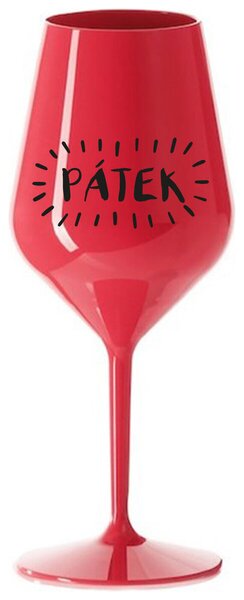 PÁTEK - červená nerozbitná sklenička na víno 470 ml