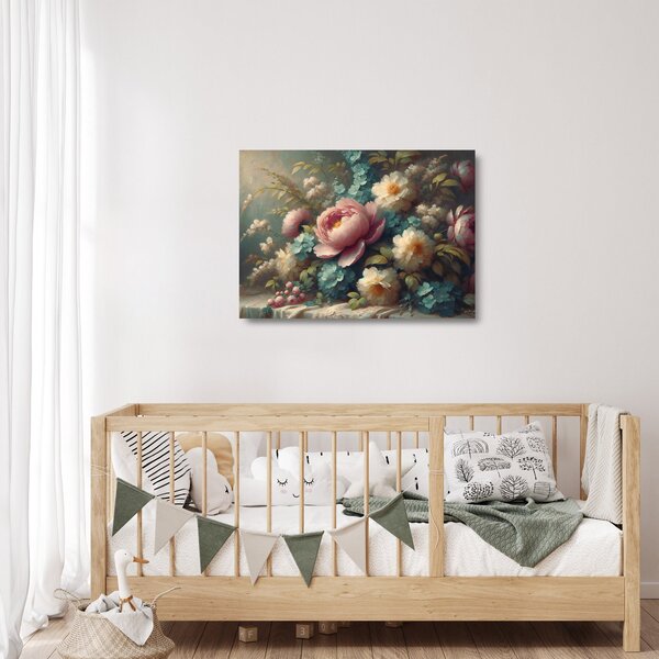 Skleněný obraz - Zátiší s květinami - malba (70x50 cm)