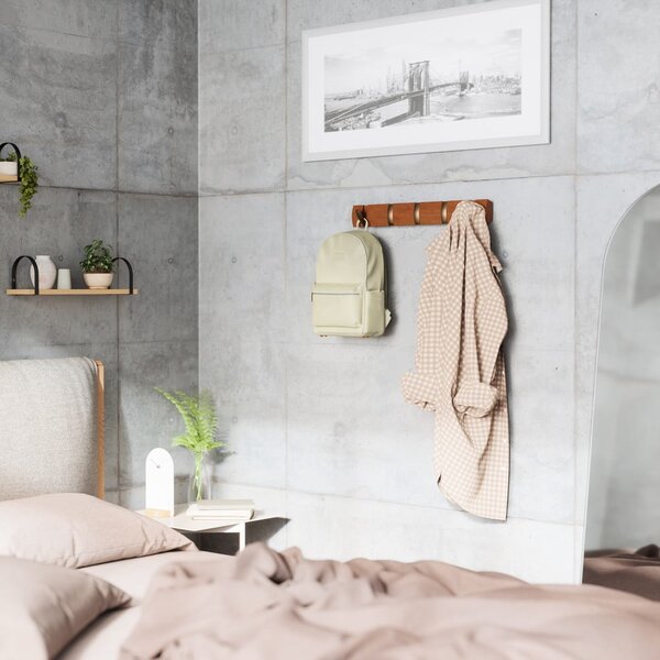 Hnědý nástěnný věšák z topolového dřeva Flip – Umbra