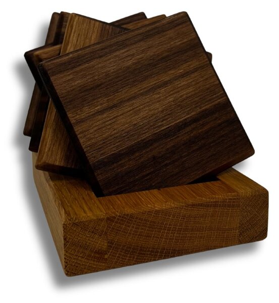 Kamohome Podtácky SQUARE - masivní dřevo Materiál podtácku: Ořech americký, Materiál stojánku: Dub