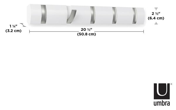 Bílý nástěnný věšák z topolového dřeva Flip – Umbra