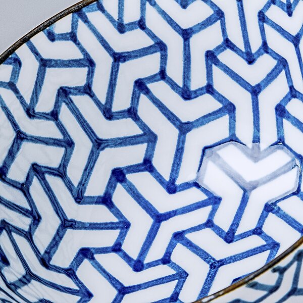 Made in Japan (MIJ) Indigo Ikat Herringbone Bowl 13 cm, 300 ml