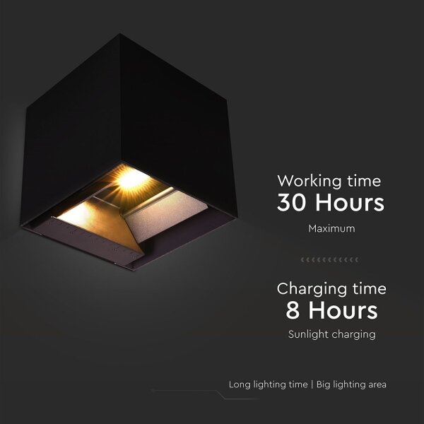 LED Solární nástěnné svítidlo se sen. LED/9W/3,7V 3000/4000/5000K IP65 černá