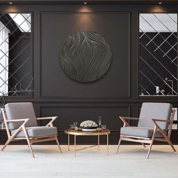 Kamohome Dřevěný obraz na zeď v abstraktním stylu RELIEF Barva: Černá