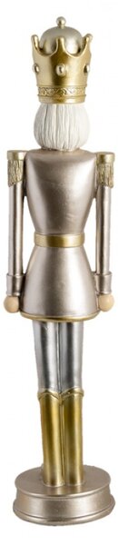 Dekorativní soška Louskáčka stříbrno zlatá – 12x56 cm