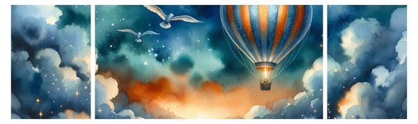 Obraz - Let noční oblohou (170x50 cm)