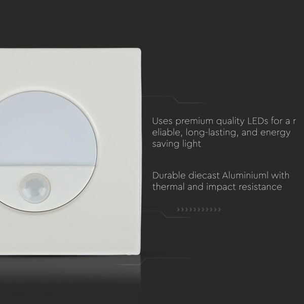 LED Schodišťové svítidlo s pohybovým senzorem LED/3W/230V 4000K bílá