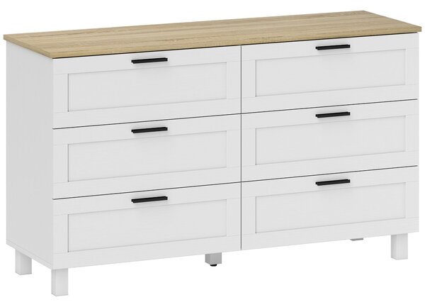 HOMCOM komoda se 6 zásuvkami, úložná skříňka s borovými nohami, moderní styl, do ložnice, obýváku nebo předsíně, 120 × 38 × 71 cm | Aosom