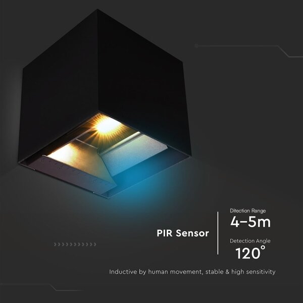 LED Solární nástěnné svítidlo se sen. LED/9W/3,7V 3000/4000/5000K IP65 černá