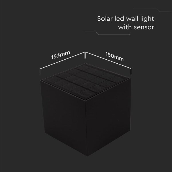 LED Solární nástěnné svítidlo se sen. LED/9W/3,7V 3000/4000/5000K IP65 černá