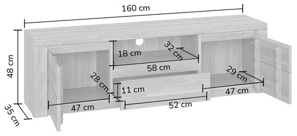 Massivo.cz TV stolek Winten (160 cm), dub