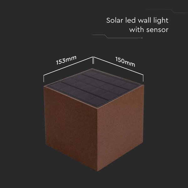 LED Solární nástěnné svítidlo se sen. LED/9W/3,7V 3000/4000/5000K IP65 hnědá