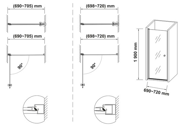 Hagser Gabi sprchové dveře 70 cm sklopné chrom lesk/průhledné sklo HGR90000021