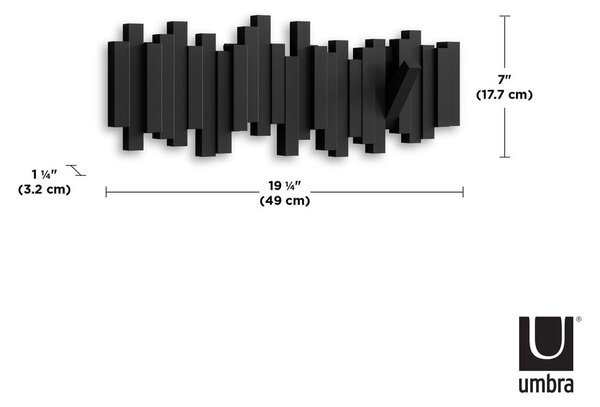Černý plastový nástěnný věšák Sticks – Umbra