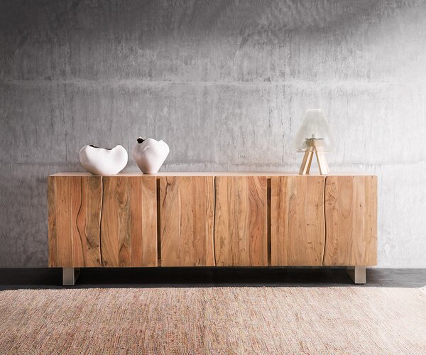 DELIFE Komoda Live-Edge 220 cm akácie přírodní masivní 6 dvířek