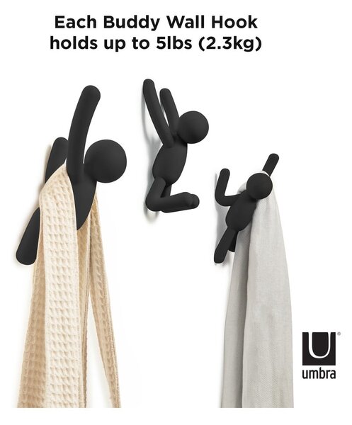 Nástěnné plastové háčky v sadě 3 ks Buddy – Umbra