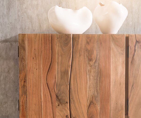 DELIFE Komoda Live-Edge 220 cm akácie přírodní masivní 6 dvířek