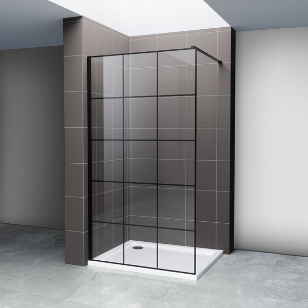 Hagser Agatha sprchová zástěna walk-in 100 cm černá matný/průhledné sklo HGR11000022