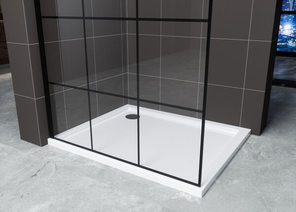 Hagser Agatha sprchová zástěna walk-in 100 cm černá matný/průhledné sklo HGR11000022