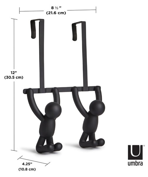 Černý plastový věšák na dveře 22 cm Buddy – Umbra