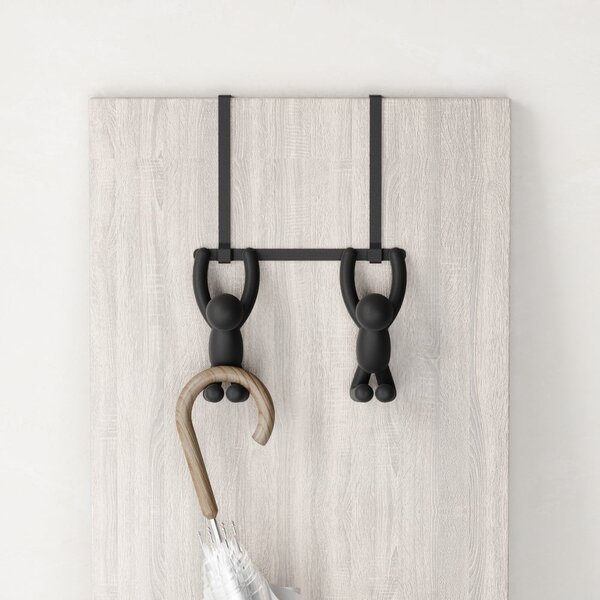 Černý plastový věšák na dveře 22 cm Buddy – Umbra