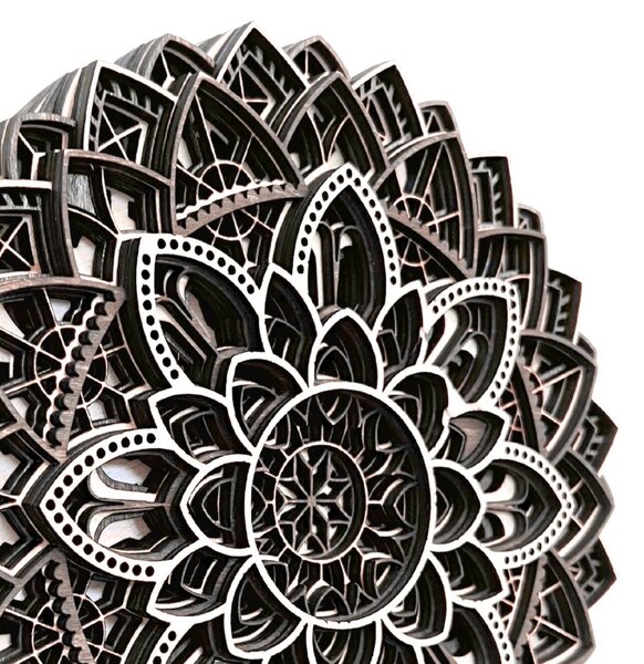 Wooden Mooden 3D Dřevěná mandala na zeď Happiness Velikost: 37x37 cm