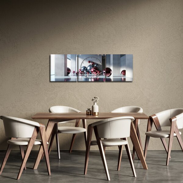 Obraz - 3D prostor s koulemi II. (s hodinami) (90x30 cm)