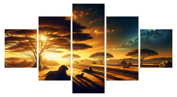 Obraz - Odpočívající lvi (125x70 cm)