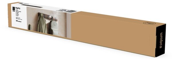 Tmavě hnědý nástěnný věšák z topolového dřeva Flip – Umbra