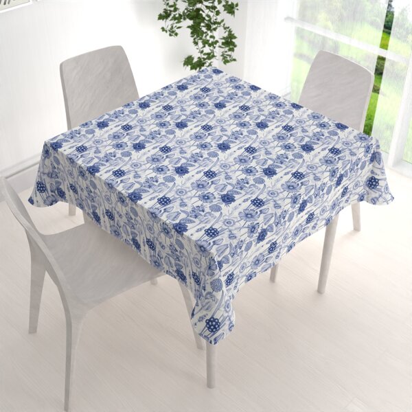 Biante Dekorační čtvercový ubrus PML-090 Modré jarní květiny na bílém 50x50 cm
