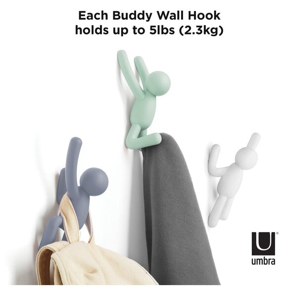 Nástěnné plastové háčky v sadě 3 ks Buddy – Umbra