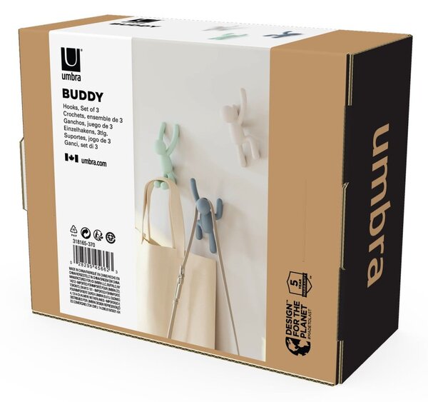 Nástěnné plastové háčky v sadě 3 ks Buddy – Umbra